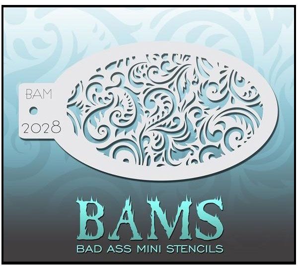 Bad Ass BAM face paint stencil 2028
