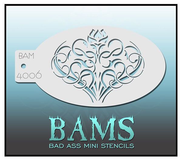 Bad Ass BAM face paint stencil 4006