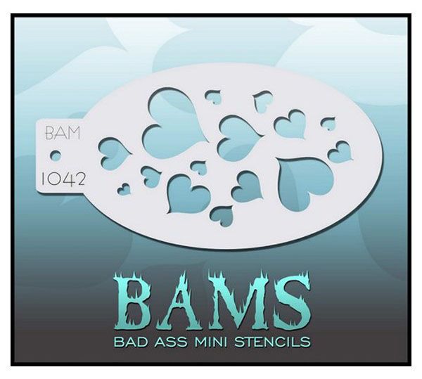 Bad Ass BAM stencil hearts 1042