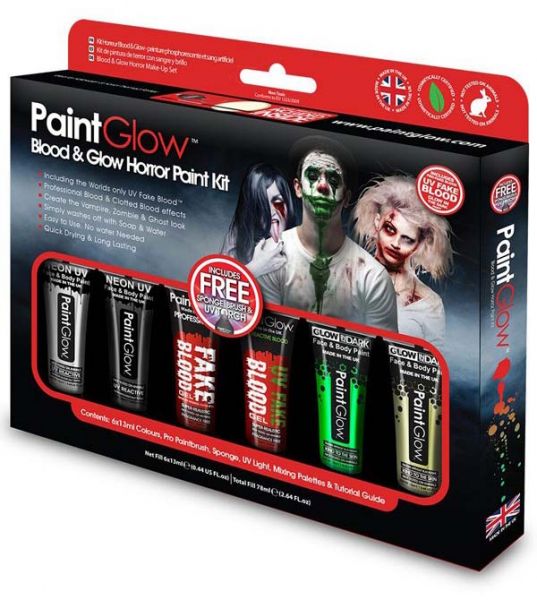 PaintGlow Blood Glow Horror Halloween Face Paint kit