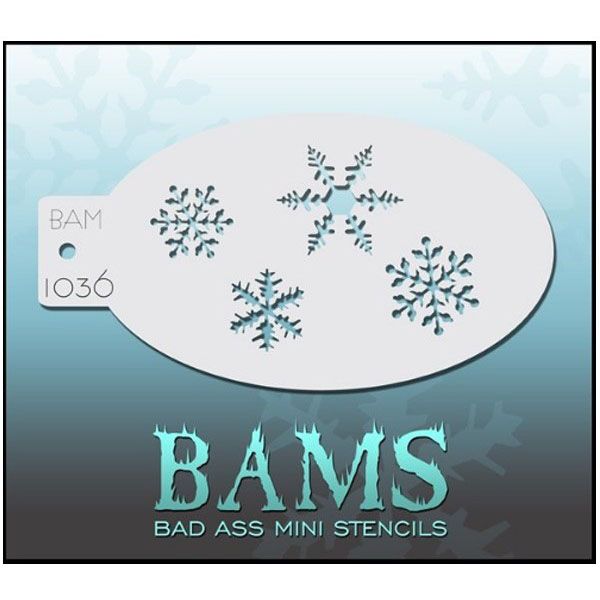 Bad Ass BAM face paint stencil 1036 snow