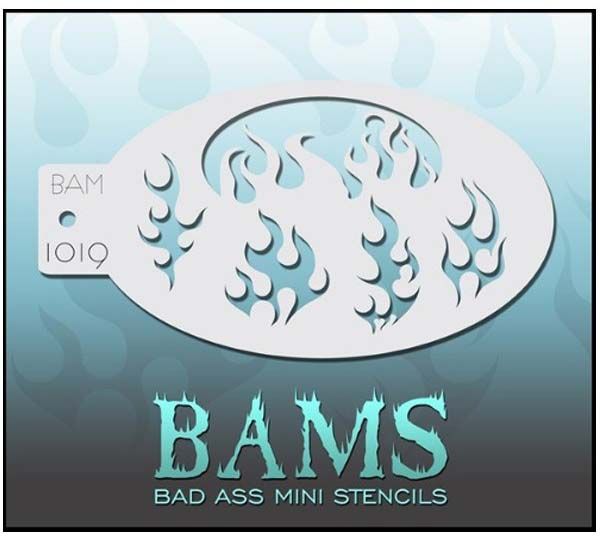 Bad Ass BAM face paint stencil 1019 fire
