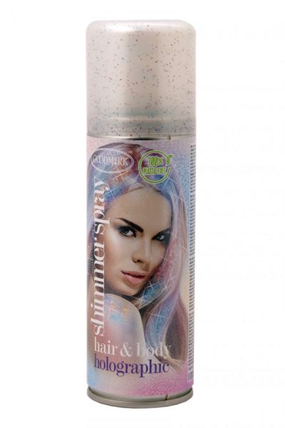 Hair and body spray glitter holographic