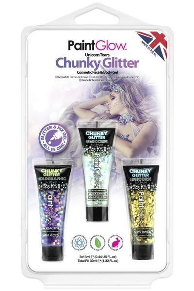 PaintGlow set chunky glitter gel Unicorn Tears