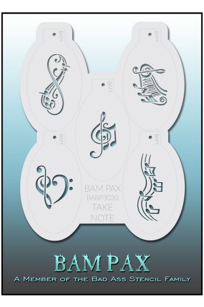 Bad Ass BAM PAX 3020 Take Note face paint Stencils